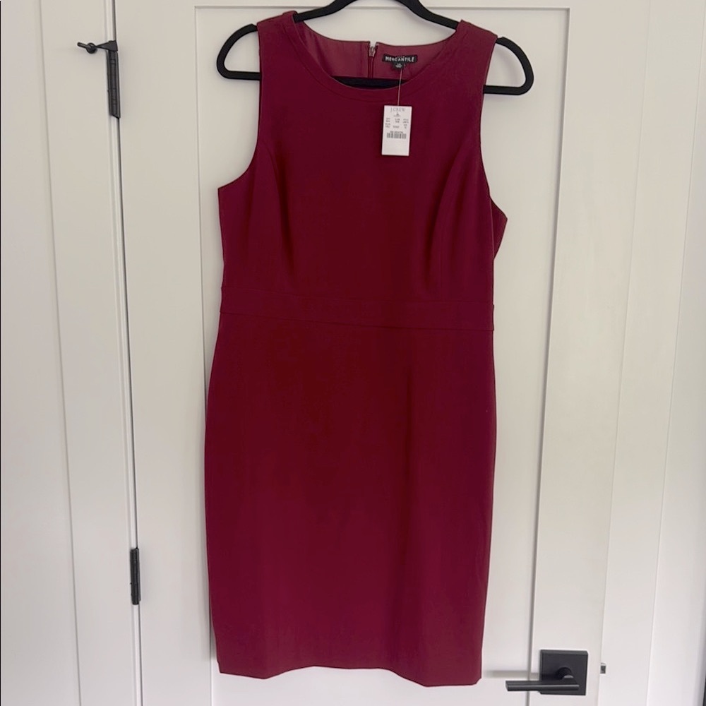 NWT J. Crew Red Sheath Dress Sleeveless Scoop Neck Midi